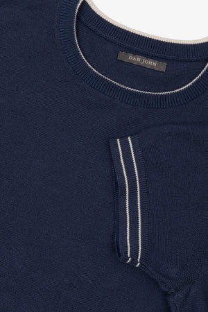 Camiseta de punto con bordes acanalados en contraste color azul azafata