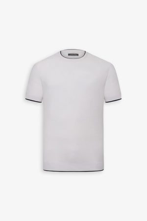 White knit t-shirt with contrasting edges