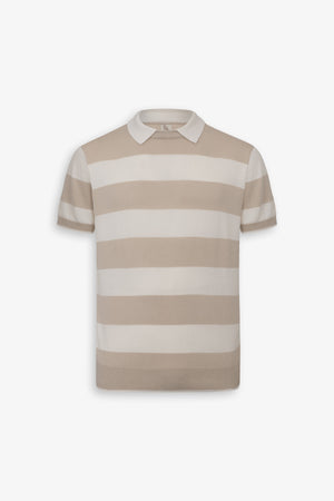 DNJ off white two-tone striped polo shirt