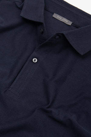 Navy micro stripe effect jersey polo shirt