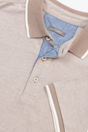 Sand contrasting collar and profiles polo shirt