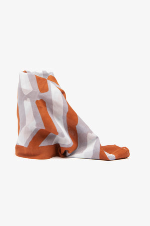 Orange geometric print scarf