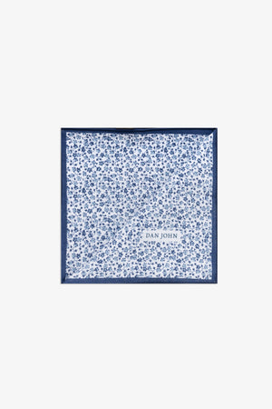 Pañuelo de bolsillo de jacquard con micromotivo integral floral color azul azafata
