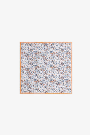 Coral all-over floral pattern jacquard pocket square
