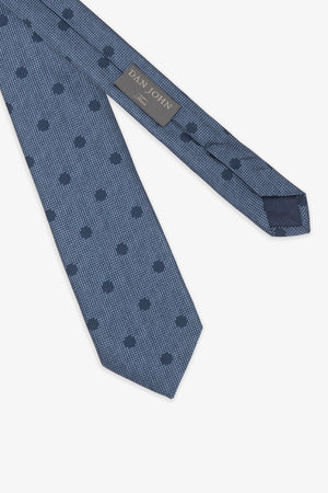 Cravate fantaisie à gros pois bleue