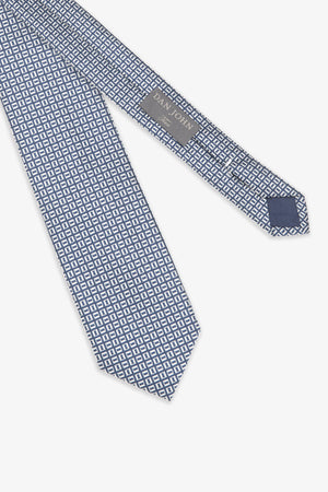 Cravate à petit motif géométrique bleue