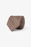 Brown geometric micropattern tie