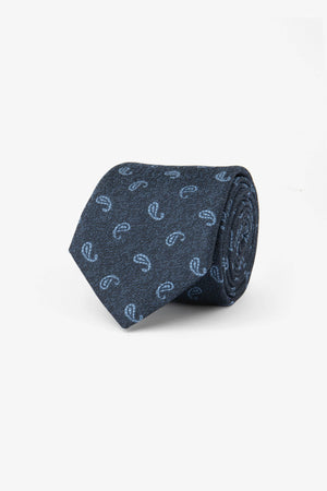 Cravatta disegno cashmere indaco
