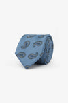 Corbata con macromotivo de cachemira color azul azafata
