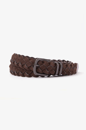 Brown eco suede braided belt