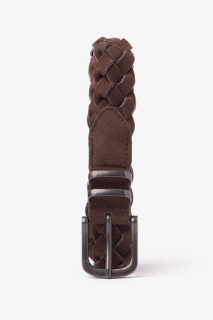 Cinturón trenzado de ante ecológico color marrón oscuro
