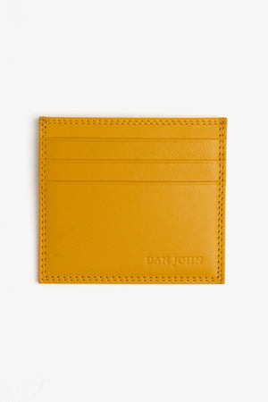 Porte-cartes en cuir jaune