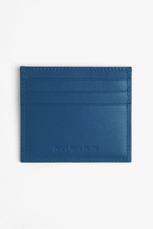 Porte-cartes en cuir indigo