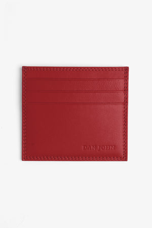 porte-cartes en cuir rouge