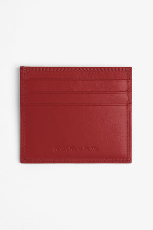 Red leather card holder