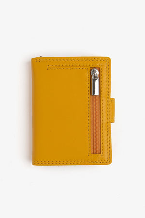 Yellow leather wallet with snap