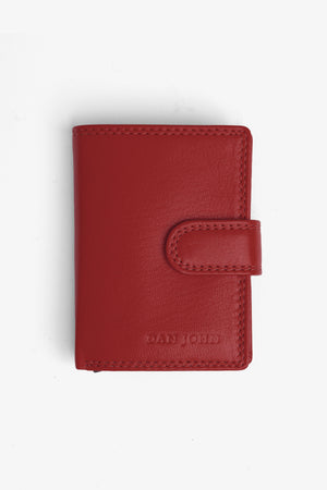 Red leather wallet with snap