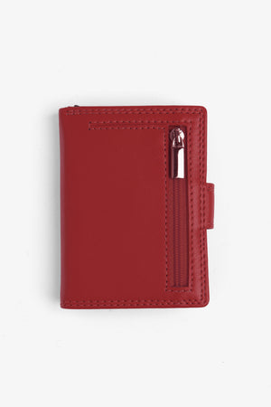 Red leather wallet with snap