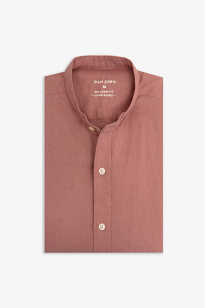 Camisa cuello mao mezcla lino rosa viejo