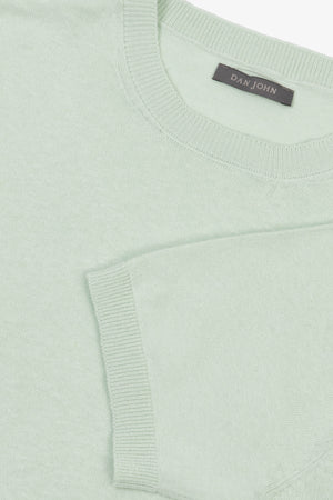 T-shirt in maglia misto lino menta