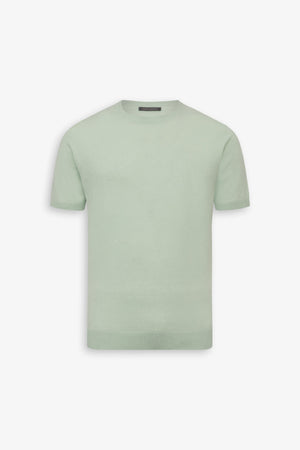 T-shirt in maglia misto lino menta