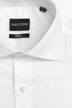 Slim-fit plain white twill shirt