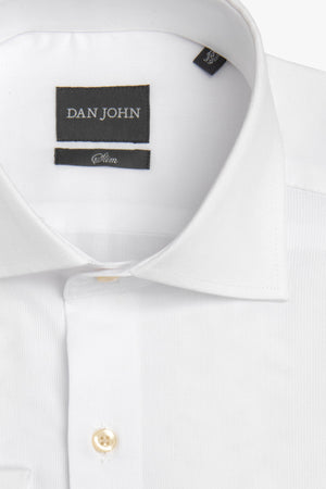 White slim piquet cufflink shirt
