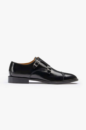 Black double buckle shoe