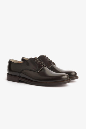 Cocoa brown classic Derby shoes with leather outsole