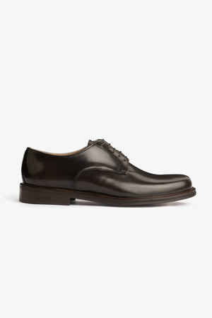 Cocoa brown classic Derby shoes with leather outsole