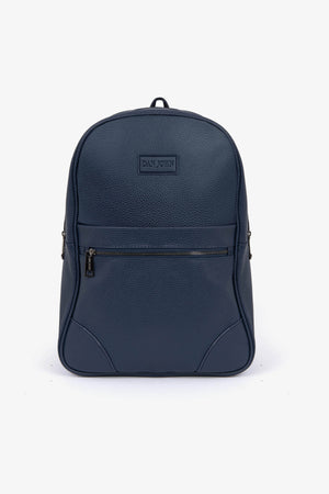 Blue faux-leather backpack