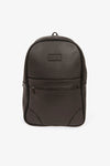 Dark brown faux-leather backpack