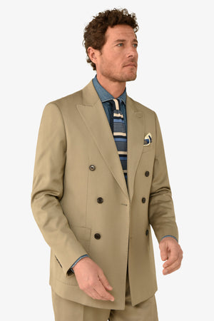 Sand double-breasted slim suit blazer