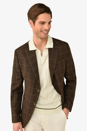 Brown textured check blazer