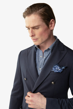 Deconstructed double-breasted slim jersey blazer