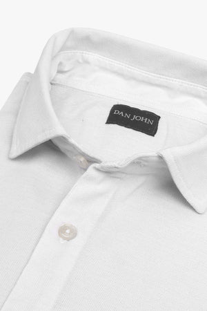 Camisa de piqué de algodón blanca slim