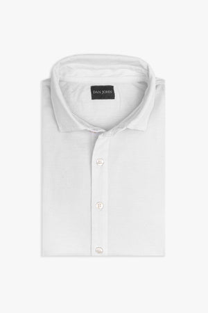 Camicia piquet di cotone bianca slim