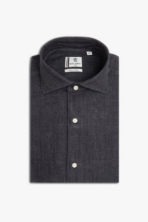 Slim-fit charcoal grey denim shirt