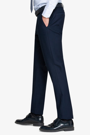Pantalón de traje clásico de corte regular en color liso azul marino